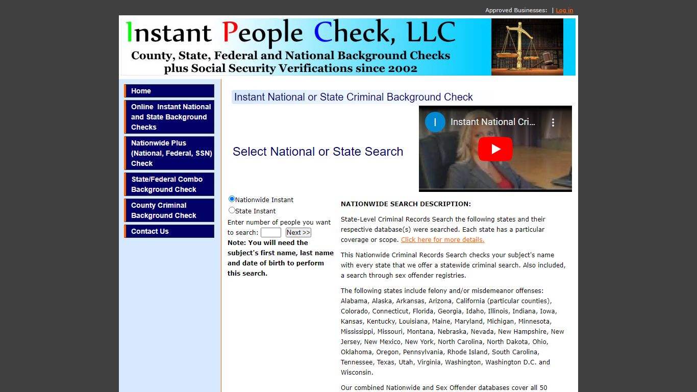 Select National or State Search - Instant People Check